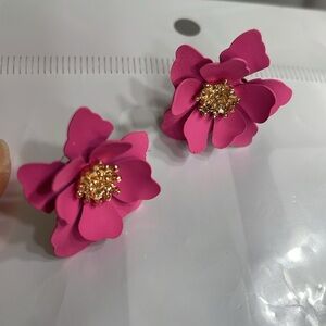 Pink Flower earrings studded Boho